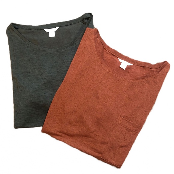 Caslon Tops - Set of 2 - Nordstrom Caslon Slub Knit Short Sleeve Tees Rust and Grey size 1X